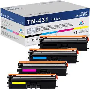 TN431 TN-431 Toner Cartridges 4 Pack: Replacement for Brother TN431BK TN-431 TN433 Toner for MFC-L8900CDW L9570CDWT HL-L8260CDW HL-L8360CDW L9310CDWT Printer Toner (TN431 4-Color Toner Cartridge Set)