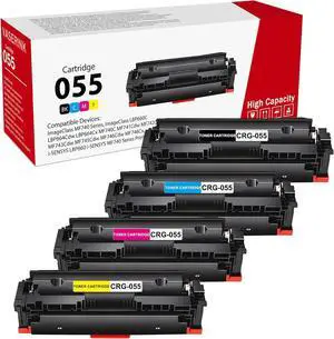 055 Toner Cartridge Set (4-Pack, Black, Cyan, Magenta, Yellow) Poou Compatible 055 High Yield Replacement for Canon 055 Toner Color imageCLASS MF743Cdw MF741Cdw MF745Cdw MF746Cdw LBP664Cdw Printer