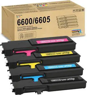 Phaser 6600 WorkCentre 6605 Toner Cartridge High Capacity Compatible for Xerox 106R02228 106R02227 106R02226 106R02225 Replacement for Xerox Phaser 6600 6600N 6600DN WorkCentre 6605N 6605DN Printer