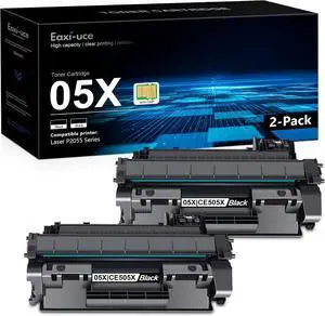 05X Black High Yield Toner Cartridge 2 Pack CE505XD with Chip, 05X CE505X Toner Replacement for HP 05X Toner Cartridge 05A CE505A Toner Compatible with Laser P2055, P2055d, P2055dn, P2055x Printer