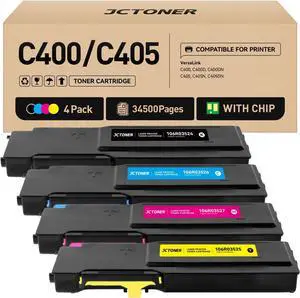 C400 C405 Extra High-Yield Toner Cartridge Set 4-Pack Replacement for Xerox 106R03524 106R03525 106R03526 106R03527 Versalink C400 C405 C400D C400DN C405N C405DN Printer Ink Black Cyan Magenta Yellow