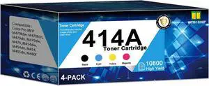 414A Toner Cartridge High Yield Replacement for HP 414A 414X Toner for M479fdw M479fdn M479dn M479dw M454dw M454dn M455dn M480f Series Printer (4-Pack, Black, Cyan, Yellow, Magenta) with Chip