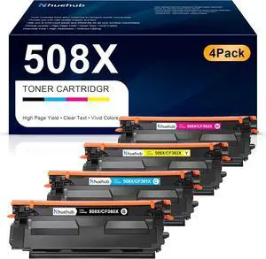 508X Black Cyan Magenta Yellow Toner Cartridge Replactment for HP 508X 508A CF360X CF361X CF362X CF363X Toner for Color Enterprise M577c M577z M552dn M553dh M553dn M553x M577dn M577f Printer, (4 Pack)