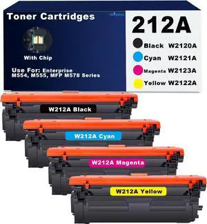212 212A Toner Cartridges Compatible HP 212A 212X W2120A W2120X Use for HP Color Enterprise M554 M555 M555dn M554dn M555x MFP M578 Series Printer Ink (with Chip Toner Black Cyan Magenta Yellow)