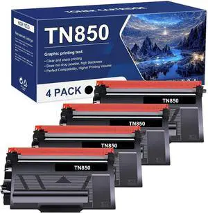 TN850 TN820 High Yield Toner Cartridge TN 850 TN-850 Replacement for Brother TN820 TN-820 TN 820 for HL-L6200DW MFC-L5700DW MFC-L5850DW HL-L5200DW MFC-L5900DW MFC-L6800DW Printer Black Ink 4-Pack