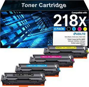 218X 218A Toner Cartridges 4 Pack - 3201dw Ink Replacement for HP 218X HP 218 - Work with Color Laser Jet Pro MFP 3301FDW 3301CDW 3201DW Printer | for HP 218X Toner Cartridges 4 Pack W2180X No CHIP