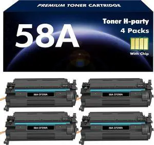 CF258A 58A Toner Cartridge Black Compatible Replacement for HP 58A CF258A M404n 58X CF258X for HP Laserjet Pro MFP M428fdw M428fdn M428dw Pro M404n M404dn M404dw M404 Printer Ink with Chip 4 Pack
