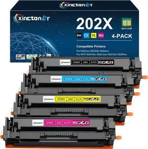 202X Toner Cartridges 4 Pack - High Yield Replacement for HP 202X 202A CF500X CF500A Work with Color Pro MFP M281fdw M281cdw M254dw M281fdn 281fdw M254 M281 Printer (Black, Cyan, Yellow, Magenta)