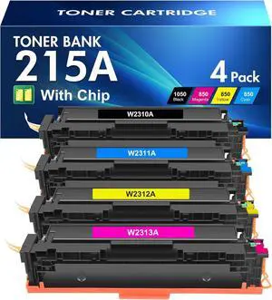 215A Toner Cartridges 4 Pack Set MFP M182nw (with Chip) Compatible Replacement for HP 215A Laserjet W2310A W2311A W2312A W2313A Color Pro MFP M182nw M183fw M155 Printer (Black Cyan Yellow Magenta)