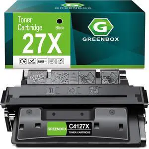GREENBOX C4127X Black Toner Cartridge High Yield Replacement for HP 27X C4127X 27A C4127A for Laserjet 4000 4000N 4000T 4000TN 4050 4050N 4050DN 4050T 4050TN 4100 4100N Printer, 1-Pack, 10,000 Pages