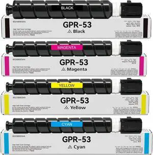 GPR-53 GPR53 Toner Cartridge High Yield Replacement for Canon GPR53 Toner ImageRunner Advance C3325i C3330i C3525i C3530i C3025i C3725i C3730i C3826i C3830i C3835i Printer (Black Cyan Magenta Yellow)