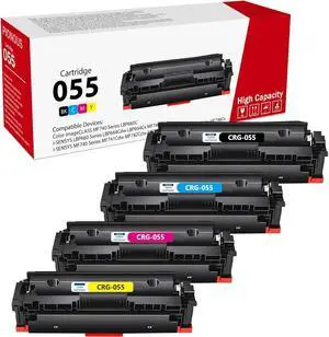 055 Toner Cartridge Set (4-Pack, Black, Cyan, Magenta, Yellow) Poou Compatible 055 High Yield Replacement for Canon 055 Toner Color imageCLASS MF743Cdw MF741Cdw MF745Cdw MF746Cdw LBP664Cdw Printer