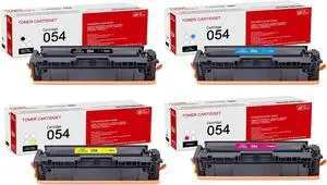 4 Pack 054 BK/C/M/Y Toner Cartridge: Compatible CRG054 Replacement for Canon 054 CRG-054 for Canon imageCLASS MF642Cdw MF644Cdw MF640C MF641Cw MF643Cdw MF645Cx LBP621Cw LBP623Cdw LBP622Cdw Printer