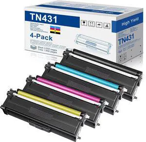 TN431 TN-431 Toner Cartridge 4-Pack Compatible TN431BK TN431C TN431Y TN431M Replacement for Brother TN-431 TN 431 for MFC-L8900CDW HL-L8260CDW HL-L8360CDW MFC-L8610CDW Printer TN4314PK (1BK/1C/1M/1Y)