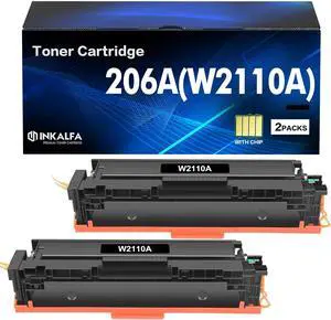 206A Black Toner Cartridge 2 Pack M283cdw W2110A Compatible Replacement for HP 206A 206X W2110A W2110X Work for HP Color Laserjet Pro MFP M283fdw M255dw M283 M255 Printer Ink High Yield (with Chip)