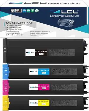 LCL Compatible Toner Cartridge Replacement for Sharp MX-51NT MX-51NTBA MX-51NT-BA MX-51NTCA MX-51T-CA MX-51NTMA MX-51NT-MA MX-51NTYA MX-51NT-YA MX-4110N MX-4111N MX-4140N MX-4141N MX-5110N (KCMY)