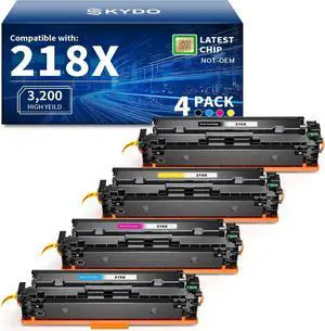 218X 218A Toner Cartridges 4 Pack with Chip 3301cdw 3201dw Compatible Replacement for HP 218X W2180X Color Laserjet Pro 3201dw MFP 3301fdw 3301sdw High Yield Ink Set W2180X(Black Cyan Yellow Magenta)