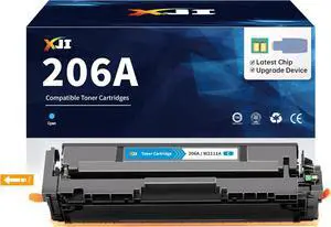 XJI 206A Cyan W2111A (with Latest Chip & Upgrade Device) Compatible Toner Cartridge Replacement for HP 206 A X 206X Ink, for Laser Jet Pro M255 M255dw M255nw MFP M282nw M283 M283cdw M283fdw Printer