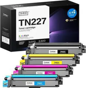 TN227 TN-227 Toner Cartridge [with CHIP] Replacement for Brother TN 227 223 TN223 | Compatible with HL-L3270CDW HL-L3290CDW MFC-L3710CDW MFC-L3770CDW Printer (4 Pack-TN227BK/TN227C/TN227M/TN227Y)