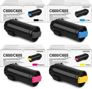 Versalink C600 C605 Toner Cartridge High Yield Replacement for Xerox Versalink C600 C600DT C600DX C600DXF C600DXP C600N C605 C605X C605XLM Printers (BK/C/M/Y) -106R03896 106R03897 106R03898 106R03899