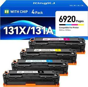 131X 131A High Yield Toner Cartridge 4-Pack Black Cyan Yellow Magenta Replacement for HP 131X CF210X CF211A CF212A CF213A Compatible for HP LaserJet Pro 200 color MFP M276nw M276n M251nw M251n Printer