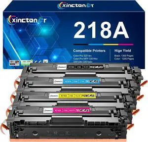 218A Toner Cartridges 4 Pack (No Chip) Compatible Replacement for HP 218A 218X Toner for Color Laser Jet Pro MFP 3301fdw 3201dw 3301cdw 3301sdw Printer W2180A W2180X High Yield Ink Set (BK/C/M/Y)
