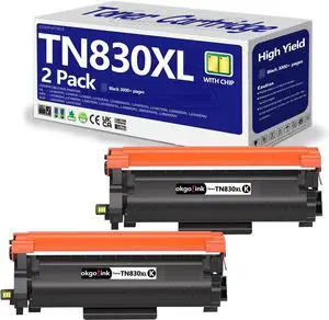 Compatible TN830XL Toner Cartridge Replacement for Brother TN830 TN830XL/V/R TN-830XL TN 830 XL Toner use with HL-L2460DW DCP-L2640DW HL-L2405W MFC-L2820DW HL-L2400D HL-L2480DW Printer 2 Pack Black