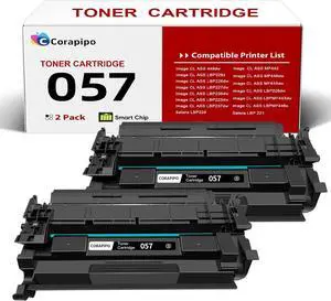 Compatible 057 Toner Cartridge (with Chip) Replacement for Canon 057H 057 CRG-057 Toner Cartridge Use with ImageCLASS MF445dw MF448dw MF449dw LBP226dw LBP227dw LBP228dw Printers(057 Black,2Pack)