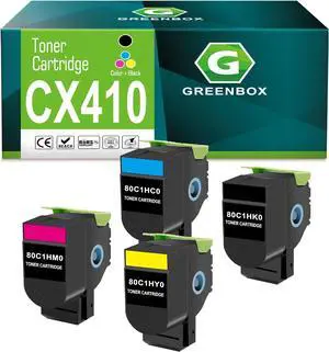 GREENBOX Remanufactured Toner Cartridge Replacement for Lexmark 801H 80C1HK0 801HK 80C1HC0 801HC 80C1HM0 801HM 80C1HY0 801HY, High Yield for CX410 CX410de CX410dte CX510 CX510de CX510dthe CX510dhe
