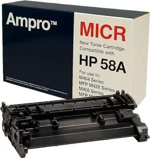 Ampro CF258A MICR 58A MICR Toner Cartridge  Secure Check Printing  Compatible with HP LaserJet M404DN M404DW M404N MFP M428DW M428FDN M428FDW Enterprise M406DN MFP M430F  High Yield, Bank-Compliant