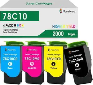 MasaiMara 78C10K0 78C10C0 78C10M0 78C10Y0 Compatible Toner Cartridge for Lexmark CS521 CS622 CS421 CX421 CX522 CX622 CX625 CS421dn CS521dn CS622de CX421adn CX522ade CX622ade CX625ade CX625adhe Printer