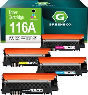 GREENBOX 116A Toner Cartridge High Yield Replacment for HP 116A W2060A W2061A W2062A W2063A Toner Cartridge for Color Laser MFP 179fnw MFP 178nw 150a 150nw Printer, 4-Pack, Black Cyan Magenta Yellow