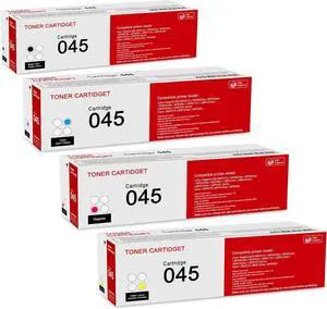 4 Pack 045 BK/C/M/Y Toner Cartridge: Compatible CRG-045 Replacement for Canon Color imageCLASS MF631Cn MF632Cdw MF633Cdw MF634Cdw LBP612Cdw LBP613Cdw LBP610C Series i-SENSYS LBP613Cdw MF635Cx Printer