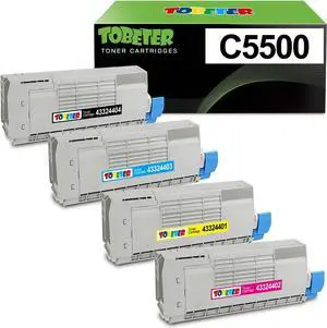 ToBeter Compatible C5500 Toner Replacement for OKI 43324404 43324403 43324402 43324401 Toner Cartridge for Okidata C5500 C5600 C5700 C5800 C5950 C5650DN C5650N C5800N (5,000 Pages, 4 Pack, BK/C/M/Y)