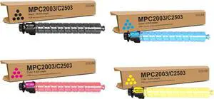 MP C2003 Standard Yield Toner Cartridge Black Cyan Magenta Yellow 4 Pack, 841918 841921 841920 841919 Compatible with Ricoh Aficio/Lanier/Savin MP C2003 C2503 C2004 C2004ex C2504 C2504ex Printer