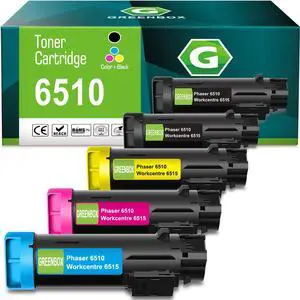 GREENBOX Remanufactured 6510/6515 106R03480 106R03690 106R03691 106R03692 Toner Cartridge Replacement for Xerox Phaser/WorkCentre 6510DNI 6510DN 6510N 6510DNM (5-Pack, Black Cyan Magenta Yellow)