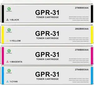 GREENBOX Remanufactured 2790B003AA 2802B003AA 2798B003AA 2794B003AA Toner Cartridge Replacement for Canon GPR 31 NPG-46 EXV29 for ImageRunner C5030 C5035 C5235 C5240 C5240 C5255 Printer (KCMY, 4 PK)