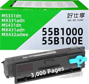 Ennovor 55B1000 55B100E Compatible Toner Cartridge Replacement for Lexmark MS331dn MS431dn MS431dw MX331adn MX431adn MX431adw MX432adwe Printer (55B1000-1Pack-3000Pages)
