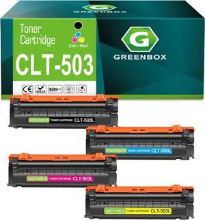 GREENBOX CLT-503L Toner Caartridges Set (4-Pack, K/C/Y/M) Replacement for Samsung CLTK503L CLT-C503L CLT-M503L CLT-Y503L Toner Cartridge for ProXpress SL-C3060FW C3010DW C3010ND C3060ND Printer
