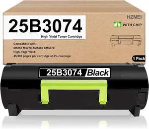 Ennovor 25B3074 Toner Cartridge High Yield 25B3074 Black Toner with New Chip Replacement for Lexmark M5255 M5270 XM5365 XM5370(45,000 Pages)