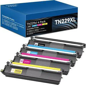 TN229XL Toner Cartridges 4 Pack Compatible for Brother HL-L3280CDW Replacement for Brother TN 229XL TN229XL TN229 Toner Cartridge Work with MFC-L3720CDW MFC-L3765CDW Printer (TN229XLBK/C/M/Y-4 Pack)