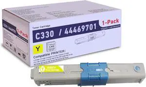 1 Pack Yellow 44469701 Compatible C330 toner cartridge, Replacement for OKI C330 (44469701) - Compatible with: C310dn C530dn C531dn MC351dn MC352dn MC562dn MC562w printer | Up to 3,500 Pages 1 Each