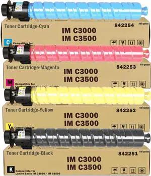 Ennovor IMC3000 IMC3500 Toner Cartridge High Yield Replacement for Ricoh 842251 842252 842253 842254 use for Ricoh Lanier Savin IM C3000 IM C3500 Printer Ink Black Cyan Magenta Yellow