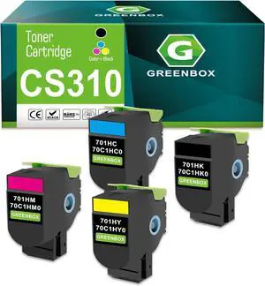 GREENBOX Remanufactured CS310 701H Toner Cartridge Replacement for Lexmark 701H 70C1HK0 70C1HC0 70C1HM0 70C1HY0 for CS310n CS310dn CS410n CS410dn CS410dtn CS510de Series Printer, 4 Pack, 1BK/1C/1M/1Y