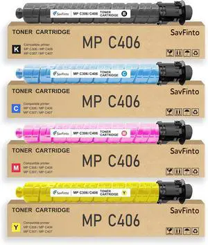 Ennovor MP C406 MP C307 MP C407 MP C306 Toner Cartridge MPC406 MPC307 842091 842092 842093 842094 Replacement for Ricoh MP C307 MP C407 MP C406 MP C306 Printer (17,000 Pages High Yield, BCMY, 4-Pack)