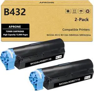 Ennovor B432 45807110 Black Toner CartridgeCompatible for OKI B432dn B512 B512dn MB492dn MB562dnw Extra High Capacity (12,000 Pages,2-Pack)