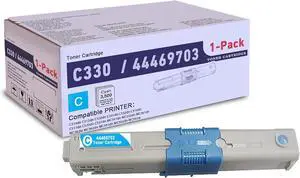 Ennovor 1 Pack Cyan 44469703 Compatible C330 Toner Cartridge, Replacement for OKI C330 (44469703) - Compatible with: C310dn C530dn C531dn MC351dn MC352dn MC562dn MC562w Printer