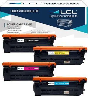 LCL Remanufactured 508A Toner Cartridges Replacement for HP CF360A CF361A CF362A CF363A for HP M553 M577 Color Laserjet Enterprise M552dn M553dn M553n M553x MFP M577Z M577dn M577f Printer (KCMY)