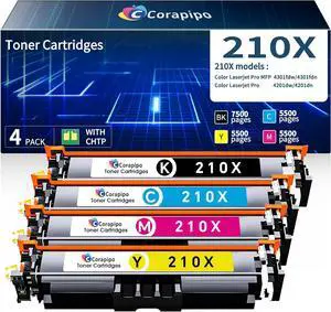 210X Toner Cartridges 4 Pack Compatible Replacement for HP 210X 210A W2100X W2100A for Color Laserjet Pro MFP 4301fdw 4301fdn,Pro 4201dn 4201dw Printers|Color Pro MFP 4301 4201 Series,210X Set