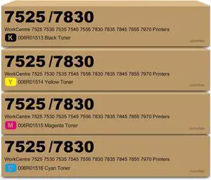 Ennovor 7525 Toner Cartridge Replacement for Xerox WorkCentre 7525 7530 7535 7545 7556 7830 7835 7845 7855 for 006R01513 006R01514 006R01515 006R01516 Toner (Black Cyan Magenta Cyan Yellow, 4-Pack)